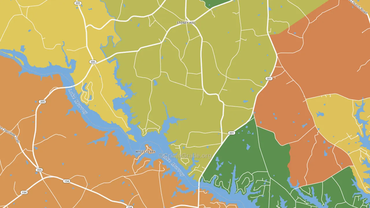 Stoney Hill, SC Map of Robbery Rates