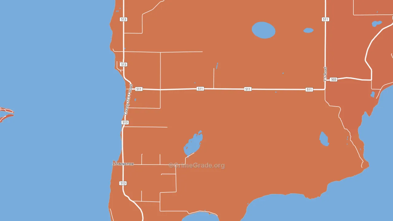 Stonington, MI Map of Robbery Rates