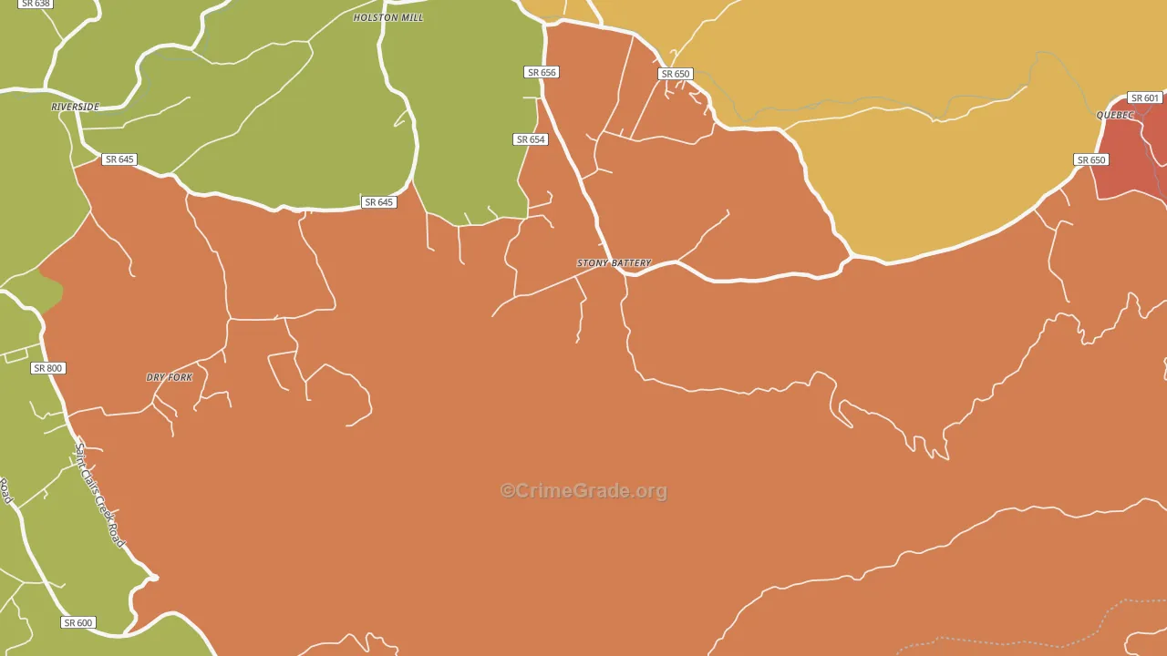 Stony Battery, VA Map of Robbery Rates