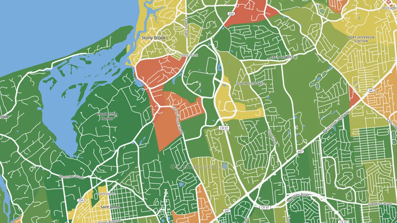 Stony Brook, NY Map of Robbery Rates
