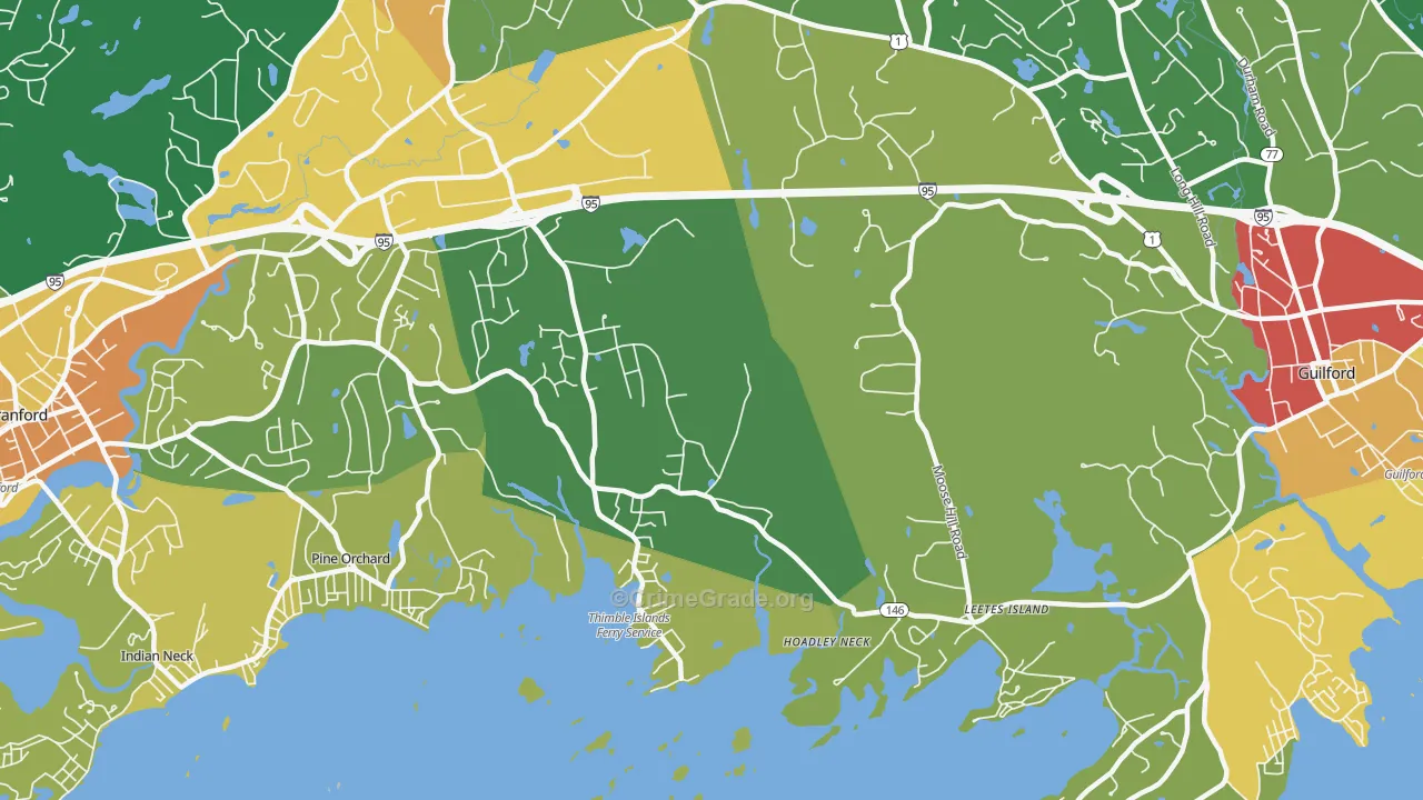 Stony Creek, CT Map of Robbery Rates
