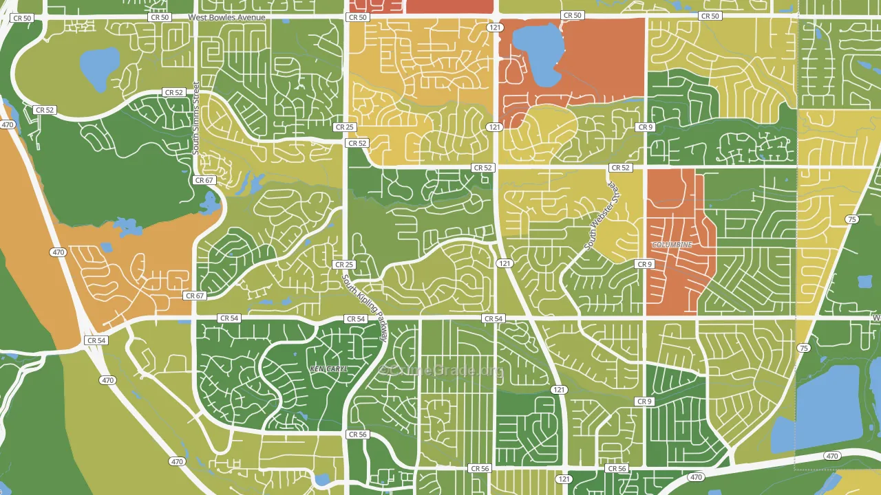 Stony Creek, Ken Caryl, CO Map of Robbery Rates