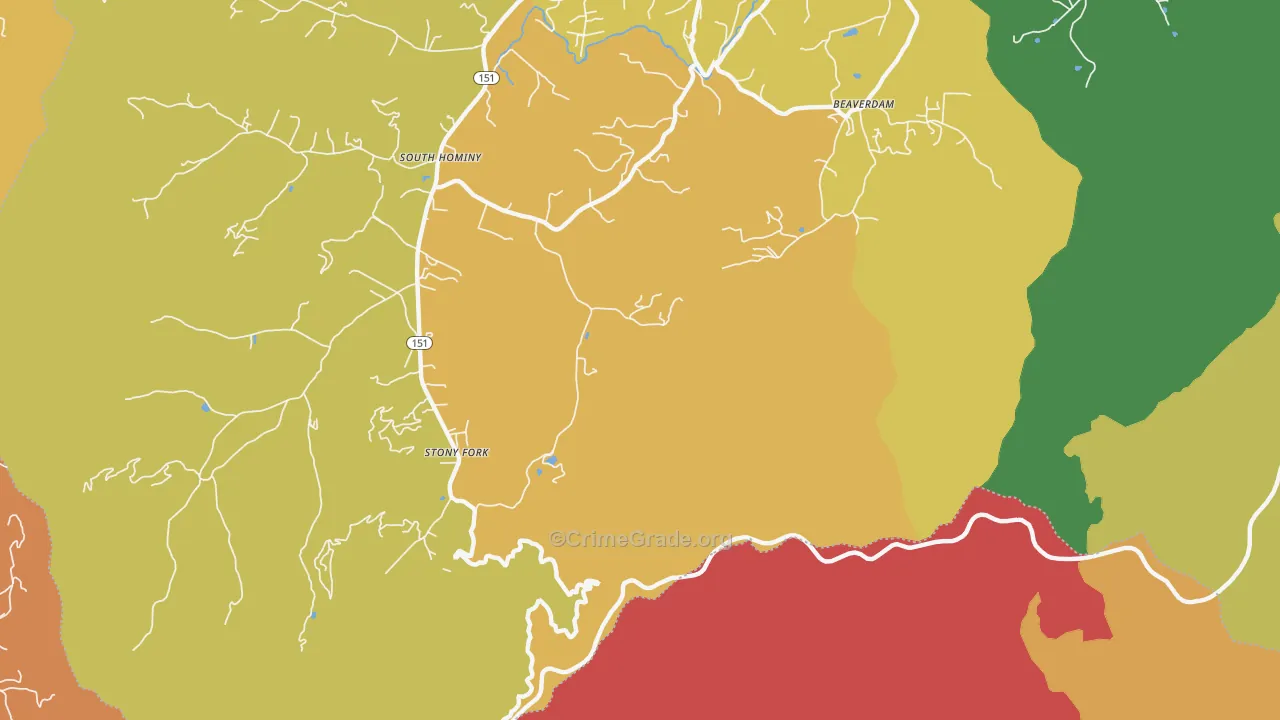 Stony Fork, NC Map of Robbery Rates
