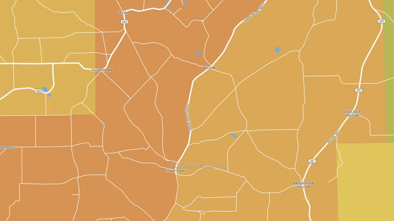 Stony Fork, PA Map of Robbery Rates