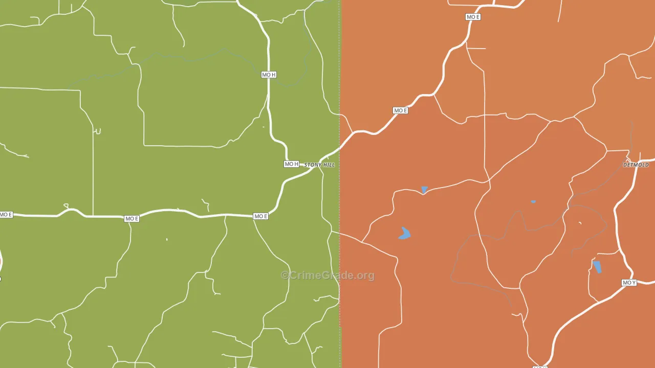 Stony Hill, MO Map of Robbery Rates