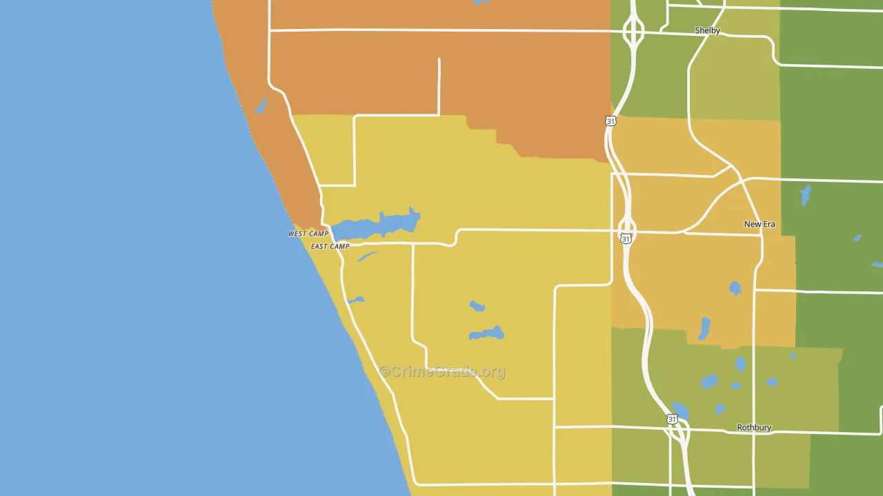 Stony Lake, MI Map of Robbery Rates
