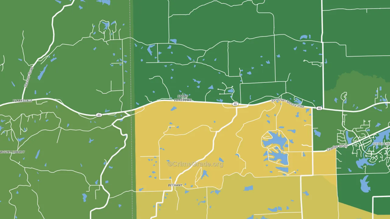 Stony Lonesome, IN Map of Robbery Rates