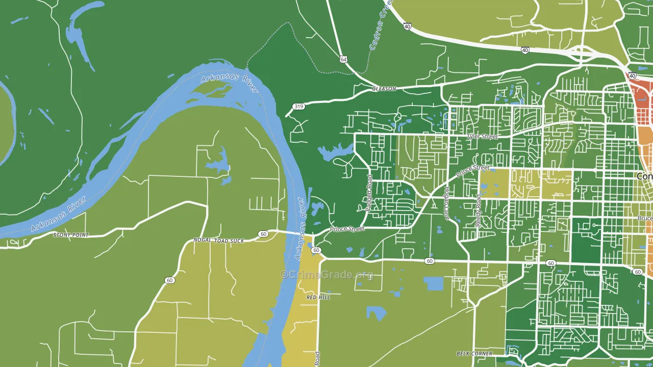 Stony Point, AR Map of Robbery Rates