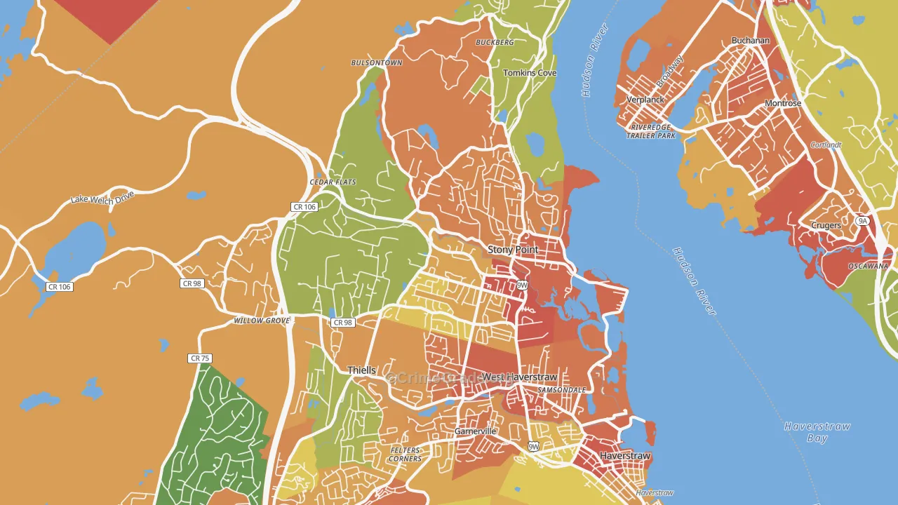 Stony Point, NY Map of Robbery Rates