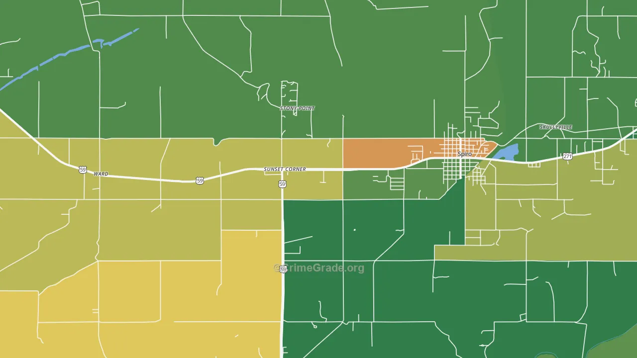 Stony Point, OK Map of Robbery Rates