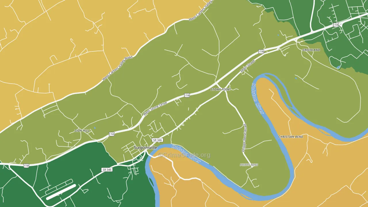 Stony Point, TN Map of Robbery Rates