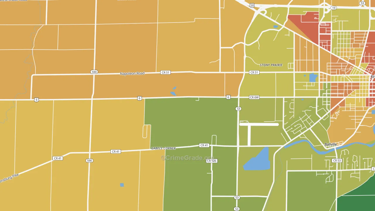 Stony Prairie, OH Map of Robbery Rates