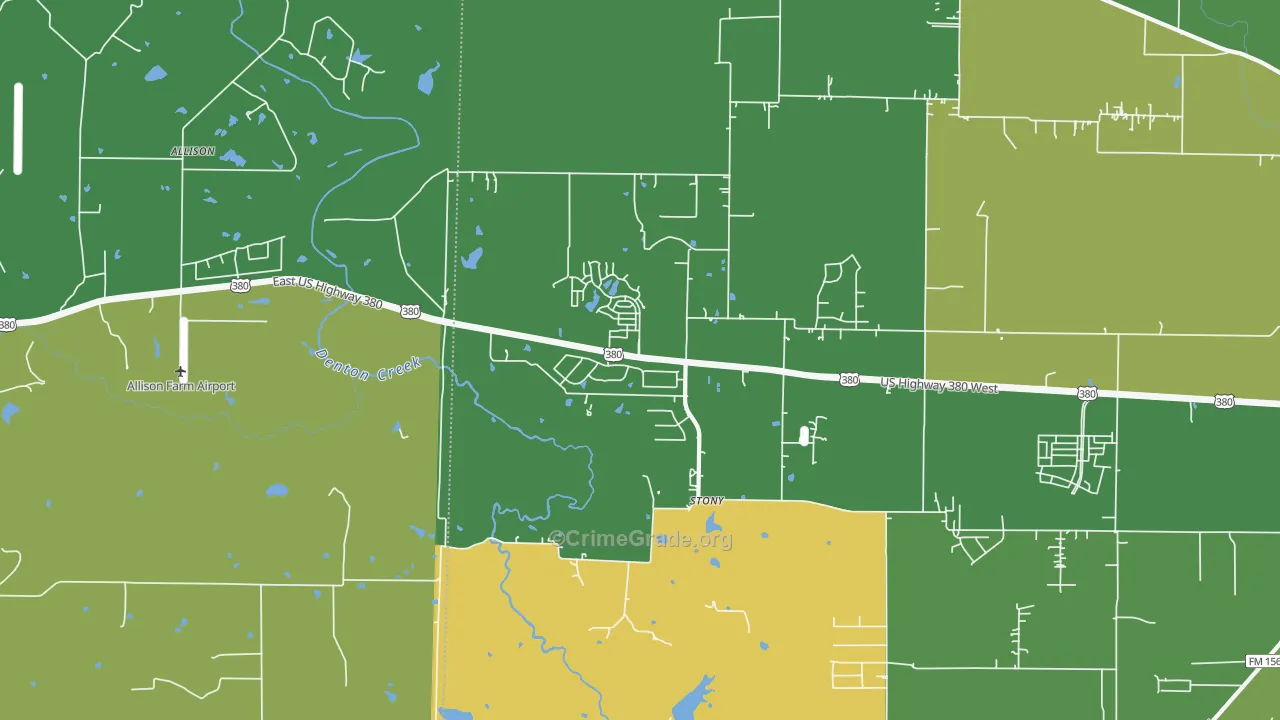 Stony, TX Map of Robbery Rates