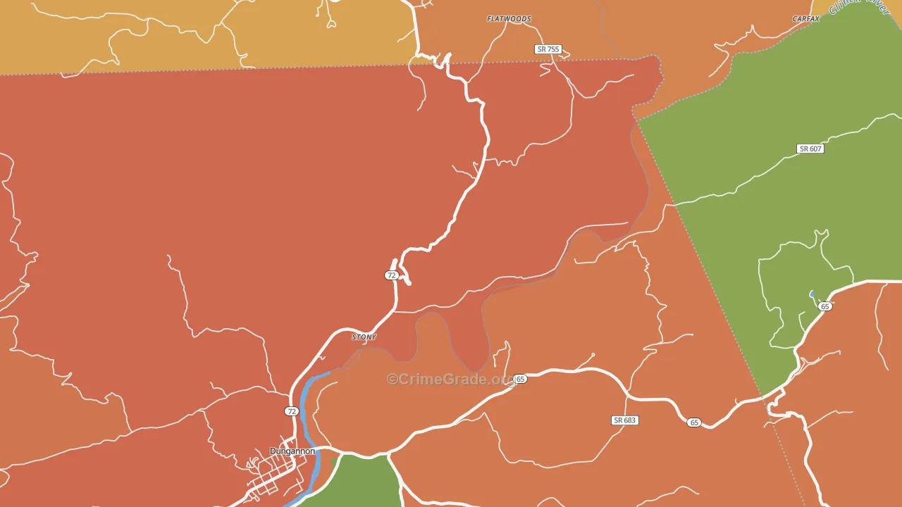 Stony, VA Map of Robbery Rates