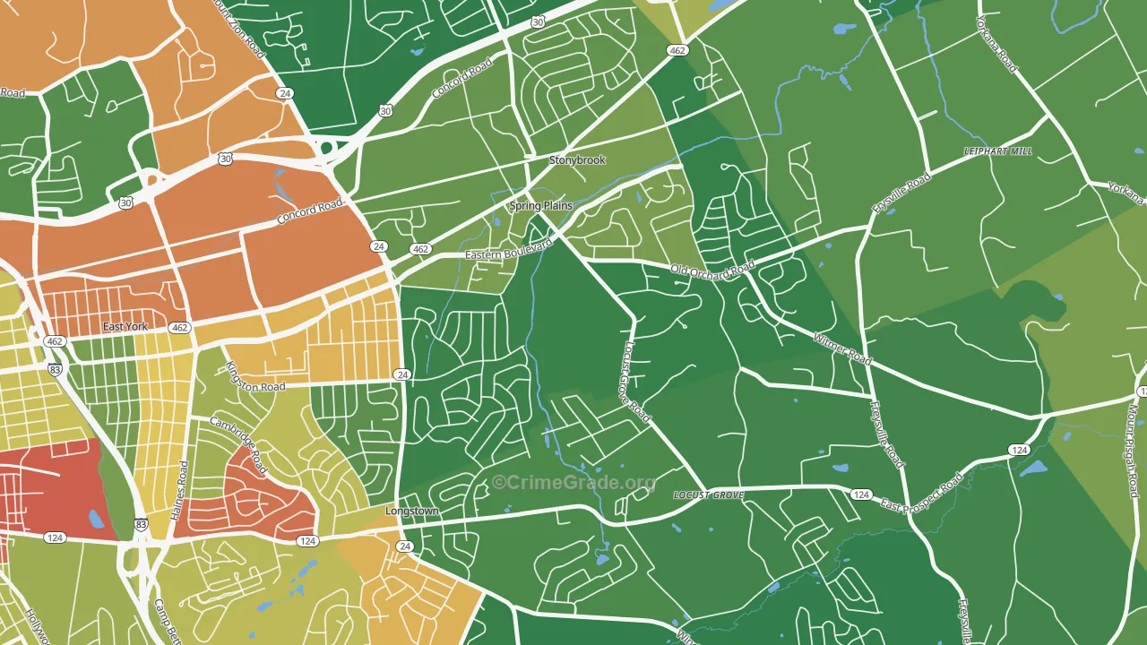 Stonybrook-Wilshire, York, PA Map of Robbery Rates