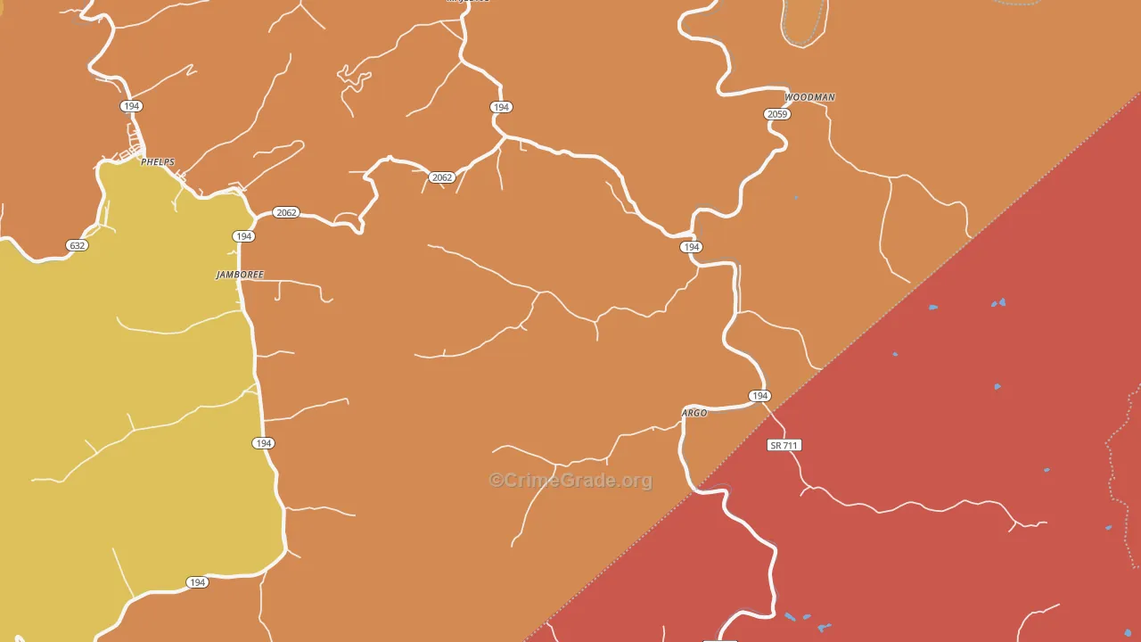 Stopover, KY Map of Robbery Rates