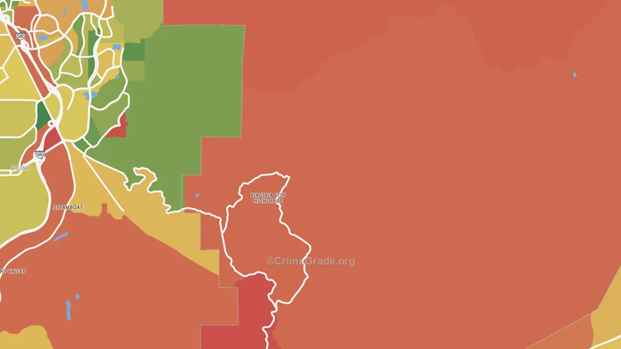 Storey County, NV Map of Robbery Rates