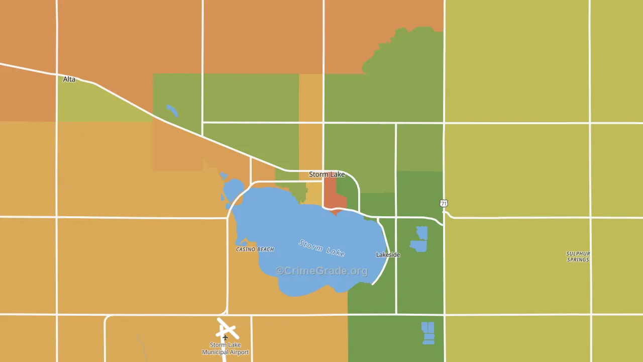 Storm Lake, IA Map of Robbery Rates