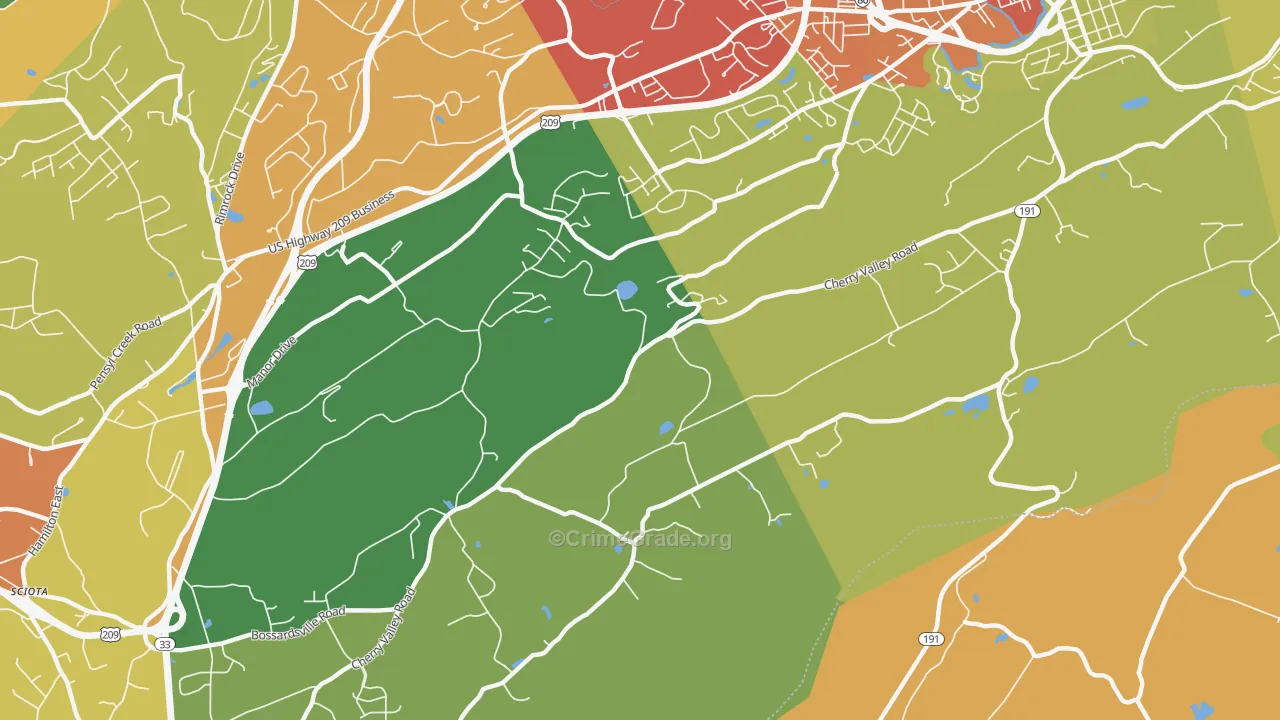 Stormville, PA Map of Robbery Rates