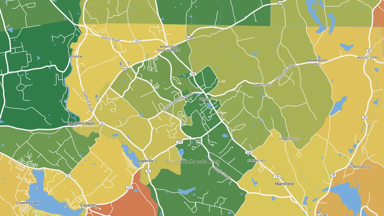 Storrs, CT Map of Robbery Rates