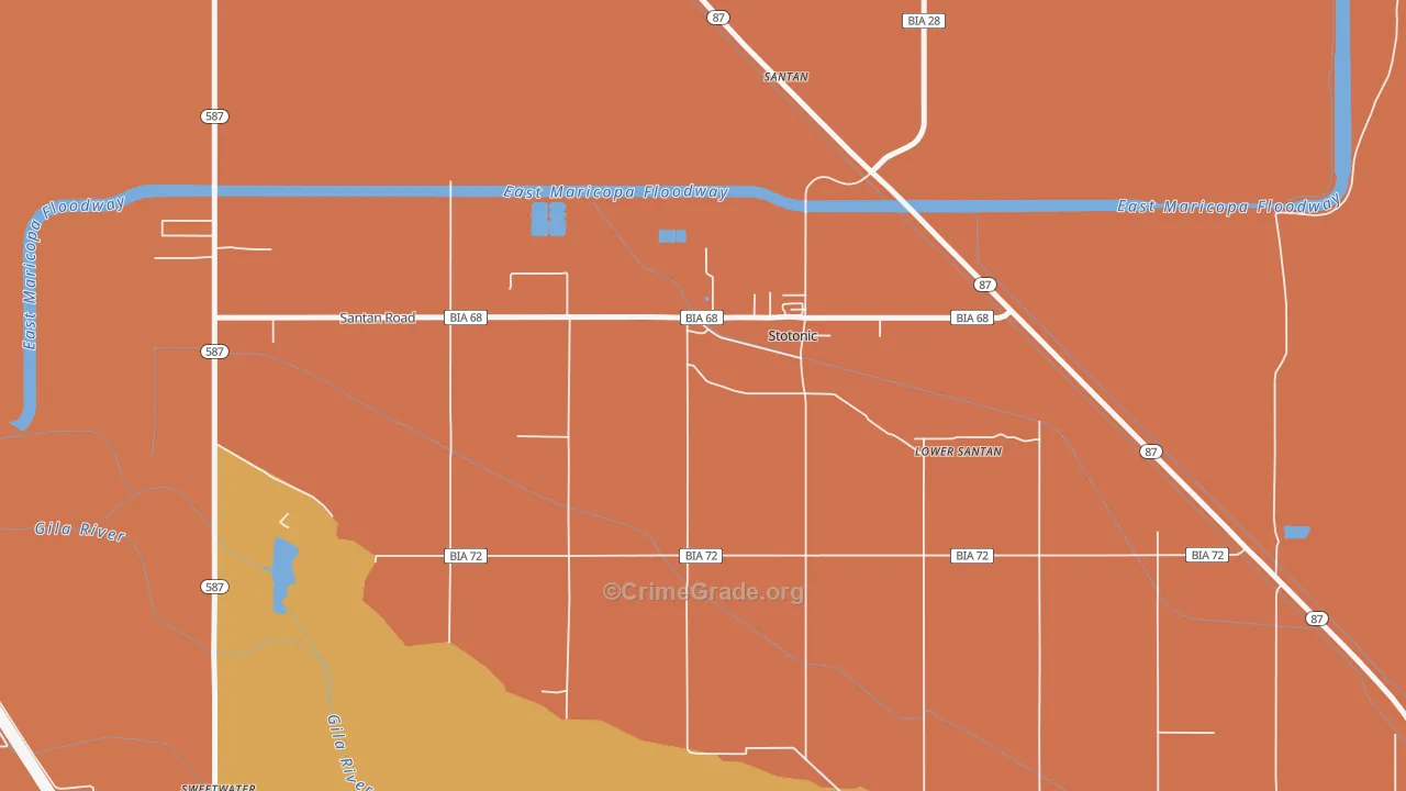 Stotonic Village, AZ Map of Robbery Rates