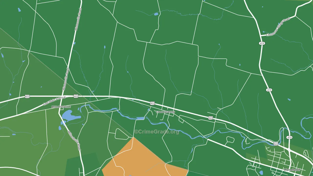 Stouchsburg, PA Map of Robbery Rates