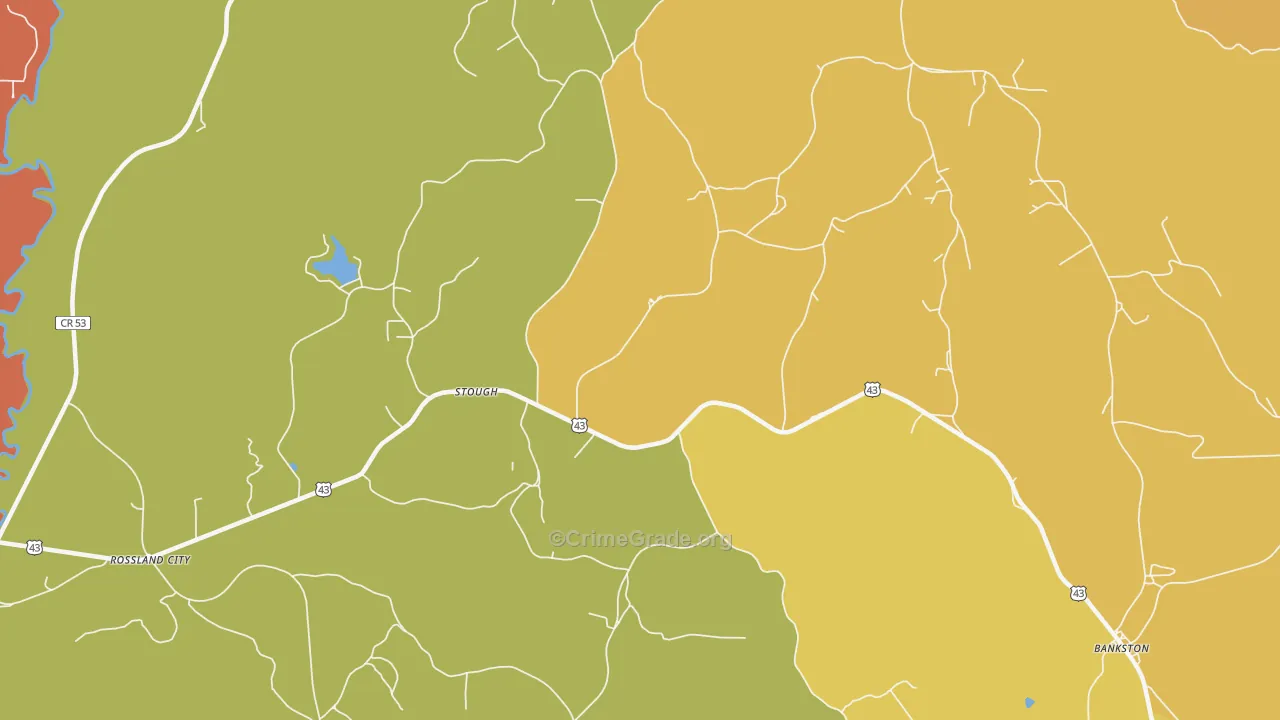 Stough, AL Map of Robbery Rates