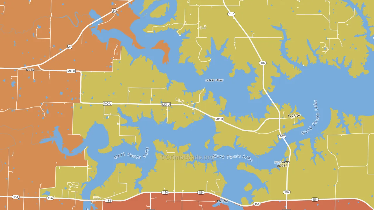 Stoutsville, MO Map of Robbery Rates