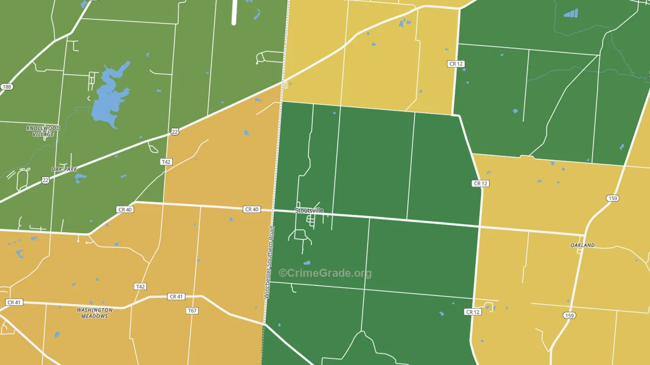 Stoutsville, OH Map of Robbery Rates