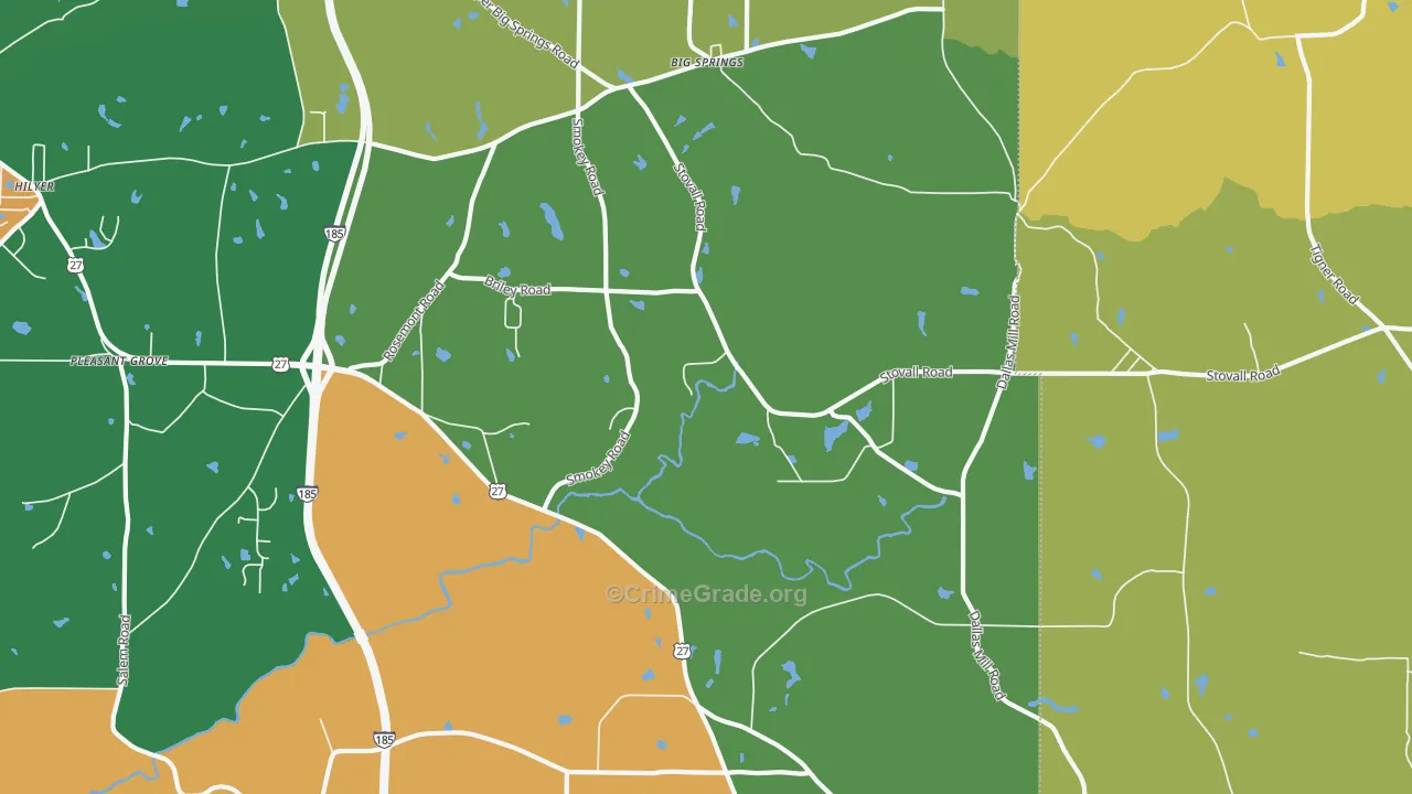 Stovall, GA Map of Robbery Rates