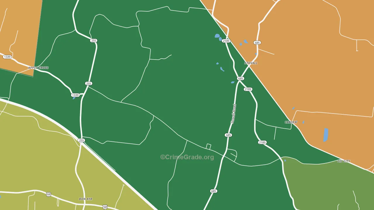 Stovall, KY Map of Robbery Rates