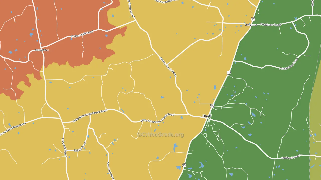 Stovall, NC Map of Robbery Rates