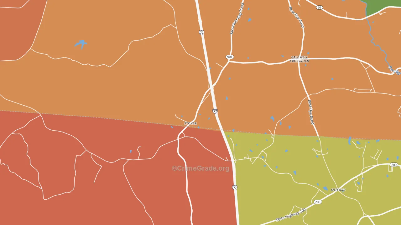 Stover, SC Map of Robbery Rates