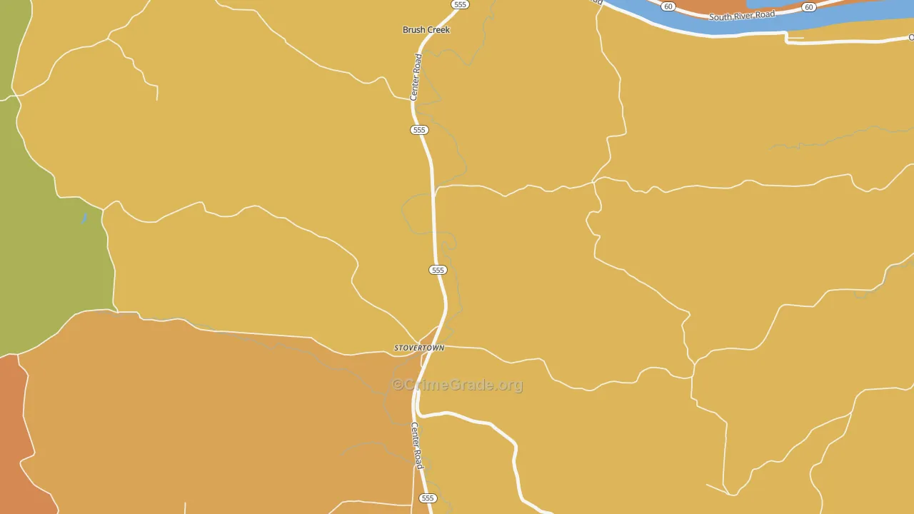 Stovertown, OH Map of Robbery Rates