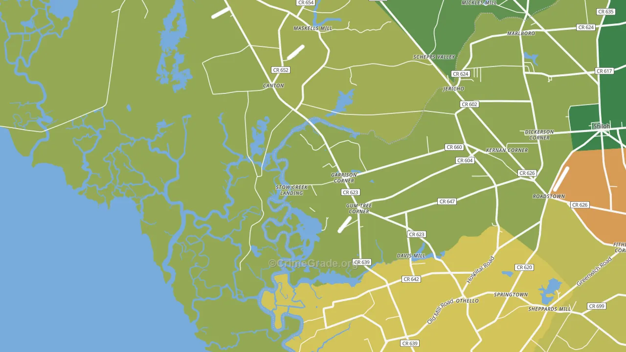 Stow Creek Landing, NJ Map of Robbery Rates