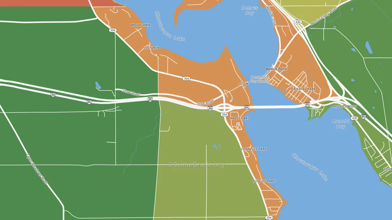 Stow, NY Map of Robbery Rates