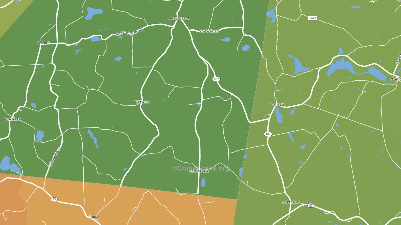 Stowell, PA Map of Robbery Rates
