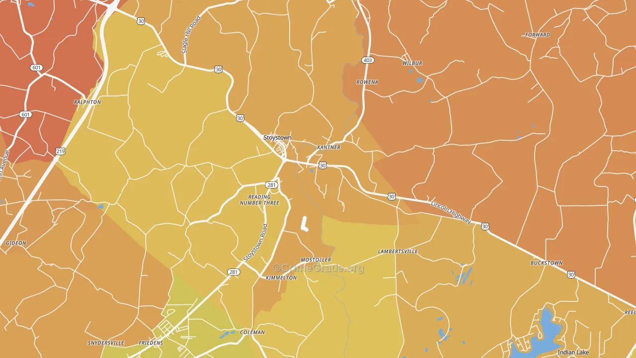 Stoystown, PA Map of Robbery Rates