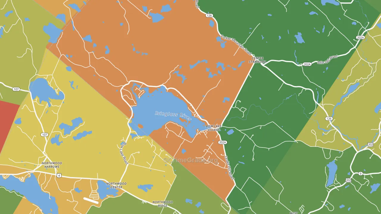 Strafford, NH Map of Robbery Rates