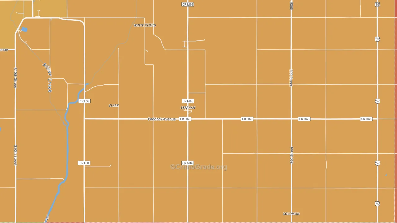 Strahan, IA Map of Robbery Rates