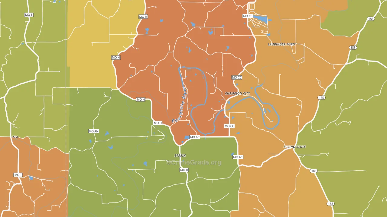 Strain, MO Map of Robbery Rates
