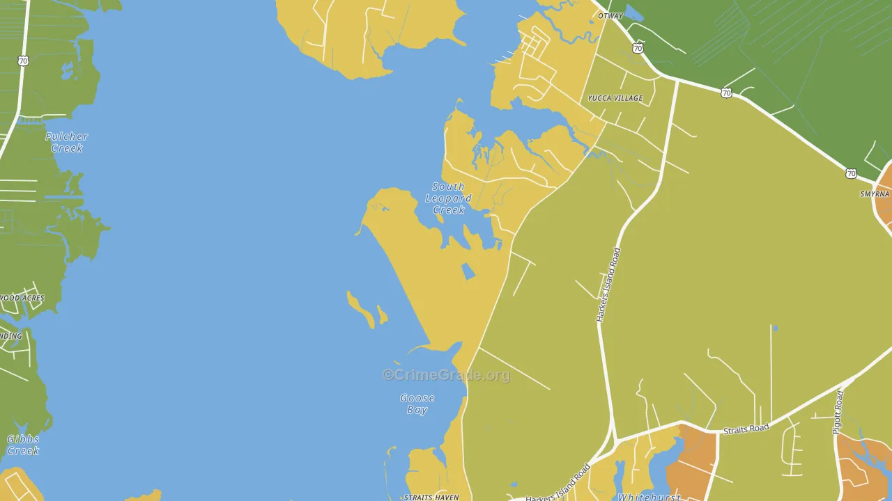 Straits, NC Map of Robbery Rates