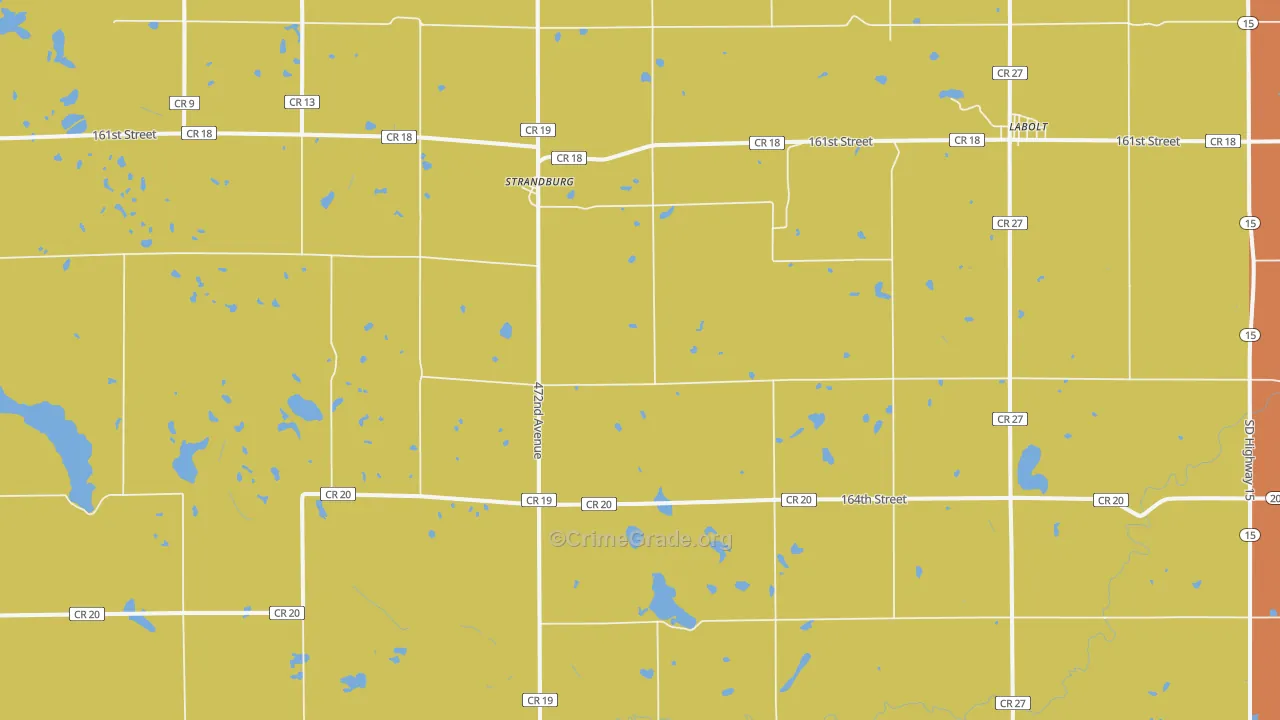 Strandburg, SD Map of Robbery Rates