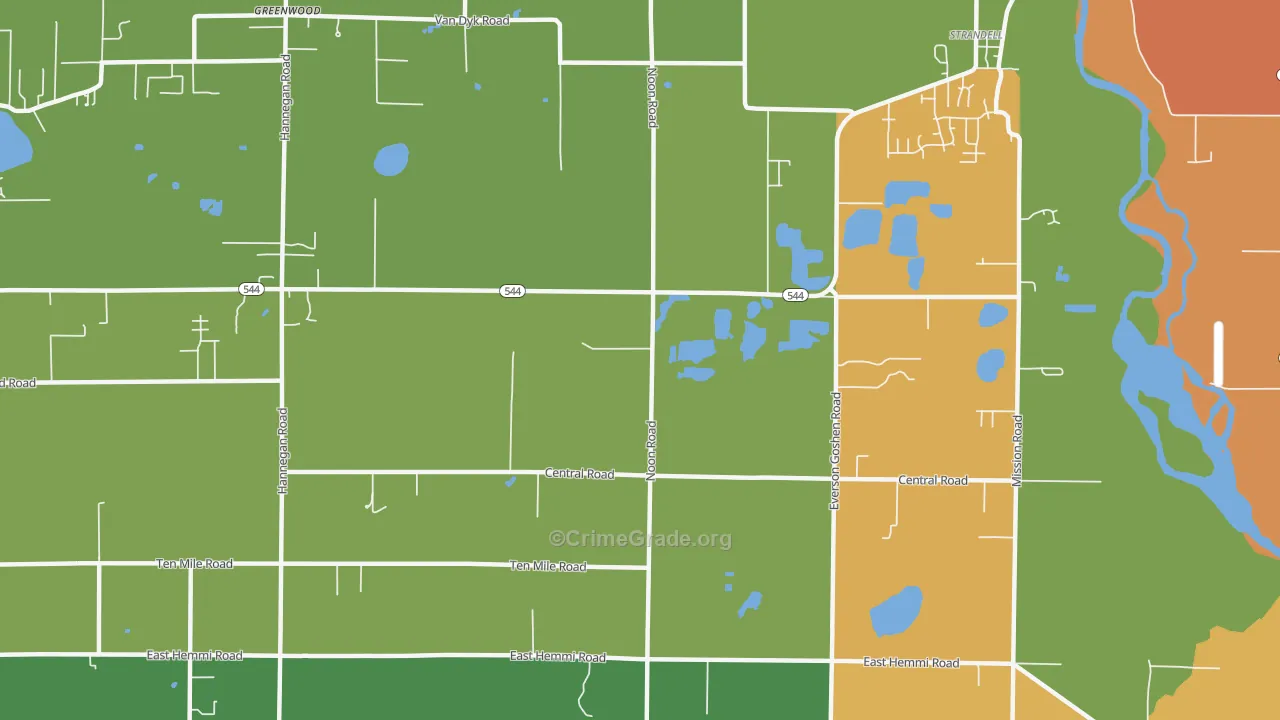 Strandell, WA Map of Robbery Rates