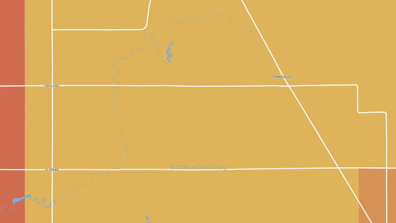 Strandquist, MN Map of Robbery Rates