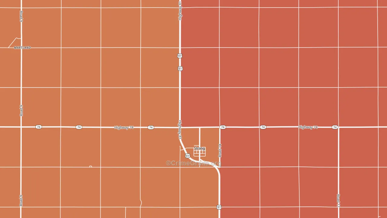 Strang, NE Map of Robbery Rates