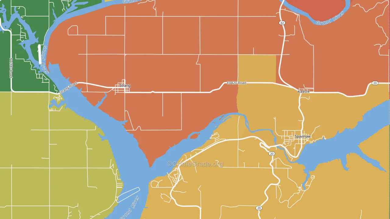 Strang, OK Map of Robbery Rates