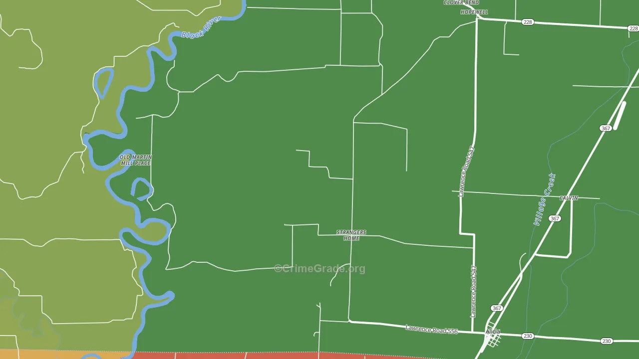 Strangers Home, AR Map of Robbery Rates