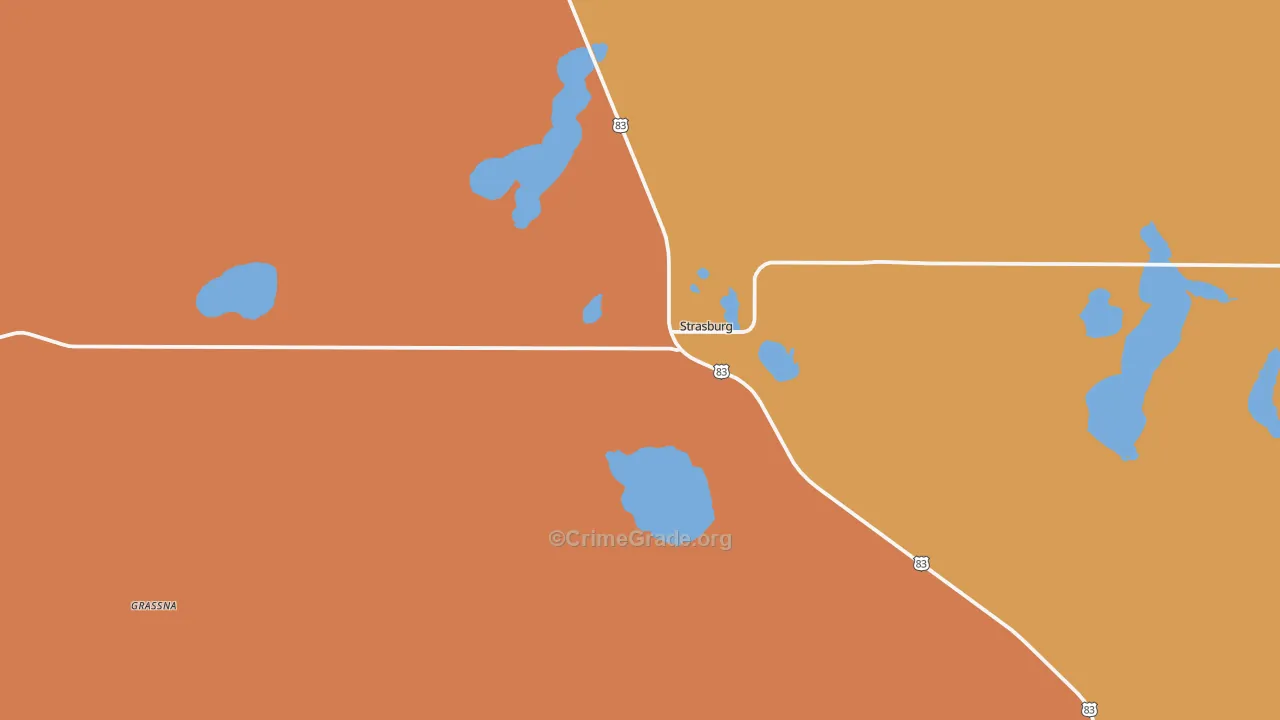 Strasburg, ND Map of Robbery Rates
