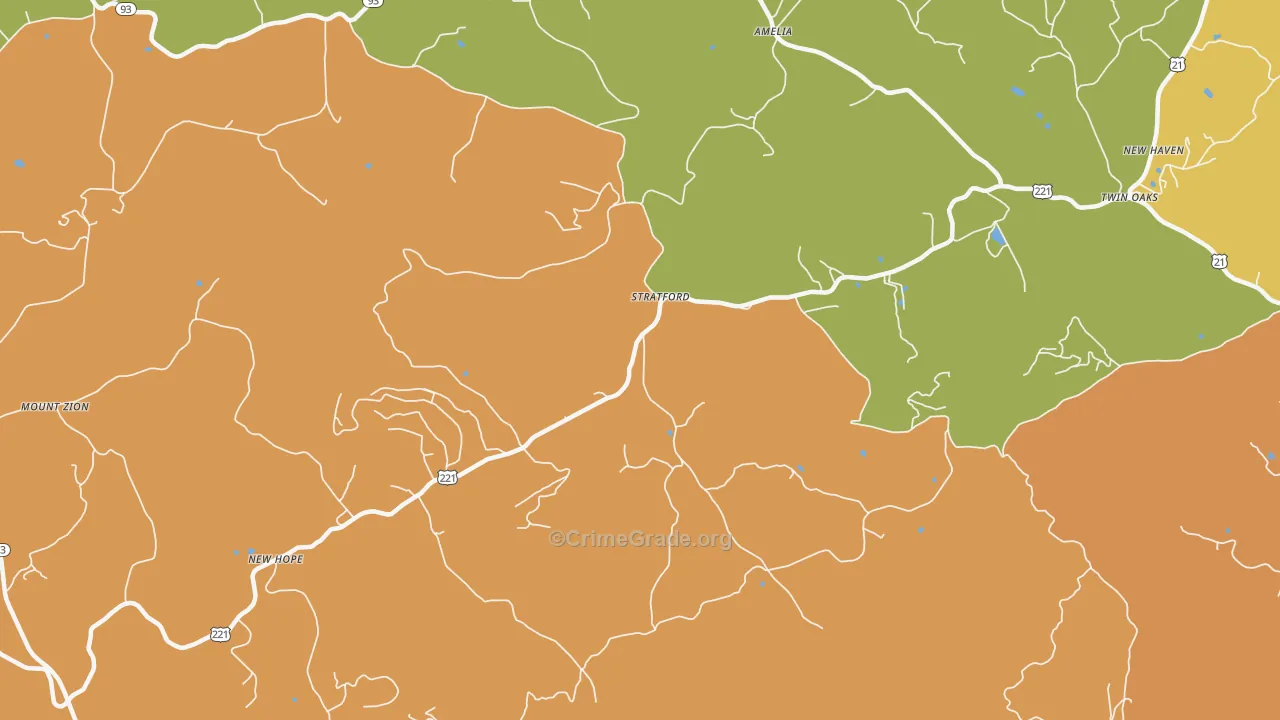 Stratford, NC Map of Robbery Rates
